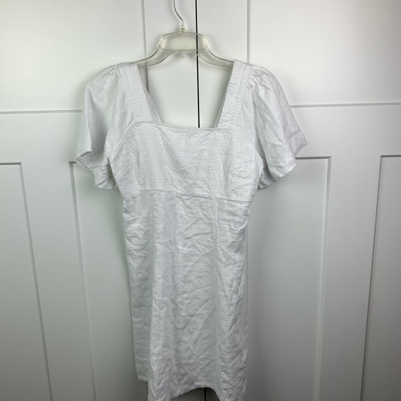 NWT Madewell Size 00 Square Neck Mini Dress 100% White Linen Cutout Romantic - Picture 4 of 10